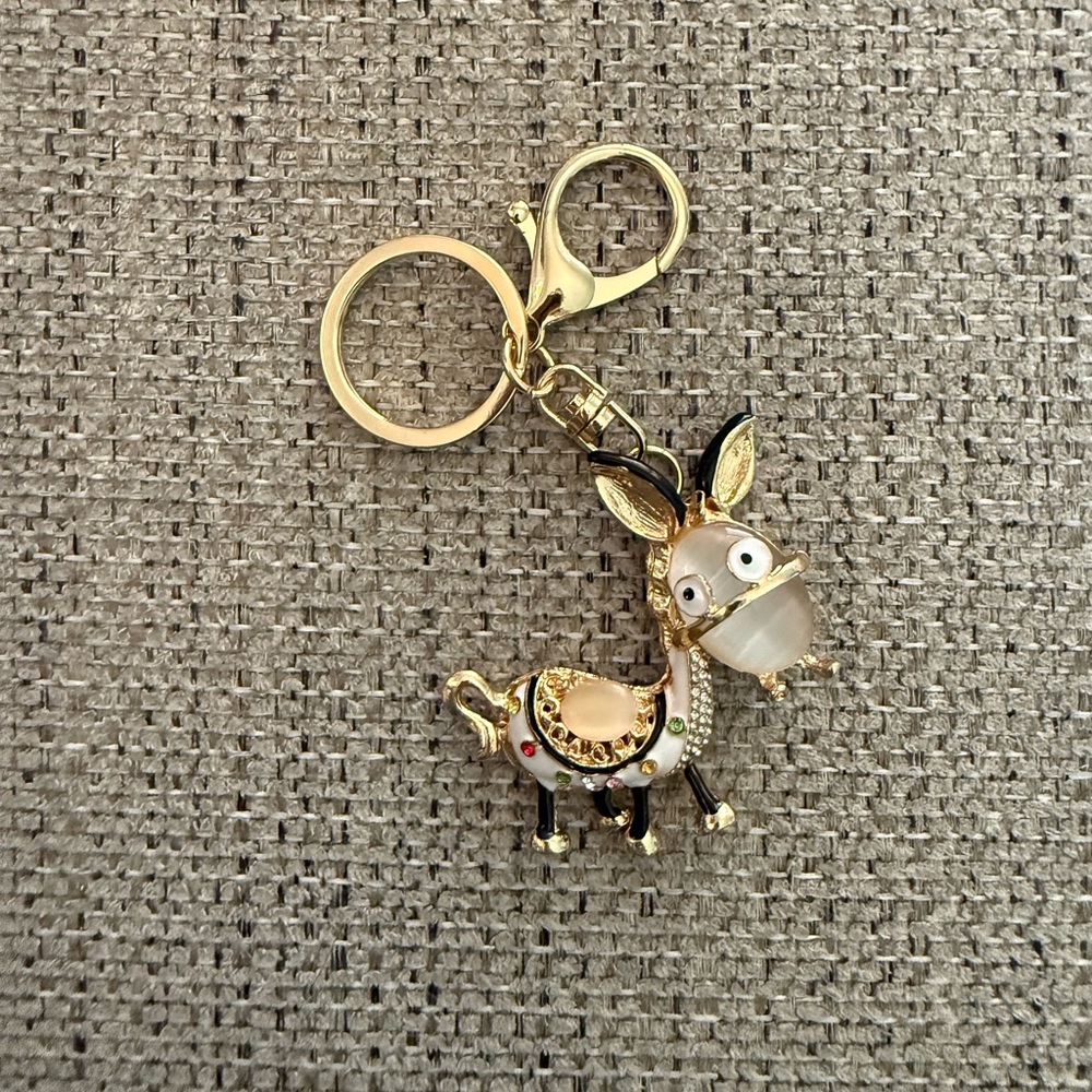 Gold and White Donkey Bag Charm